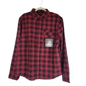 Work Wear Mens Shirt Plaid Cotton Flannel L/S Button Down Red Black size M NEW